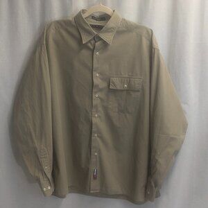 Tommy Hilfiger Size  16 1/2x34/35 Khaki Long Sleeved Button Down